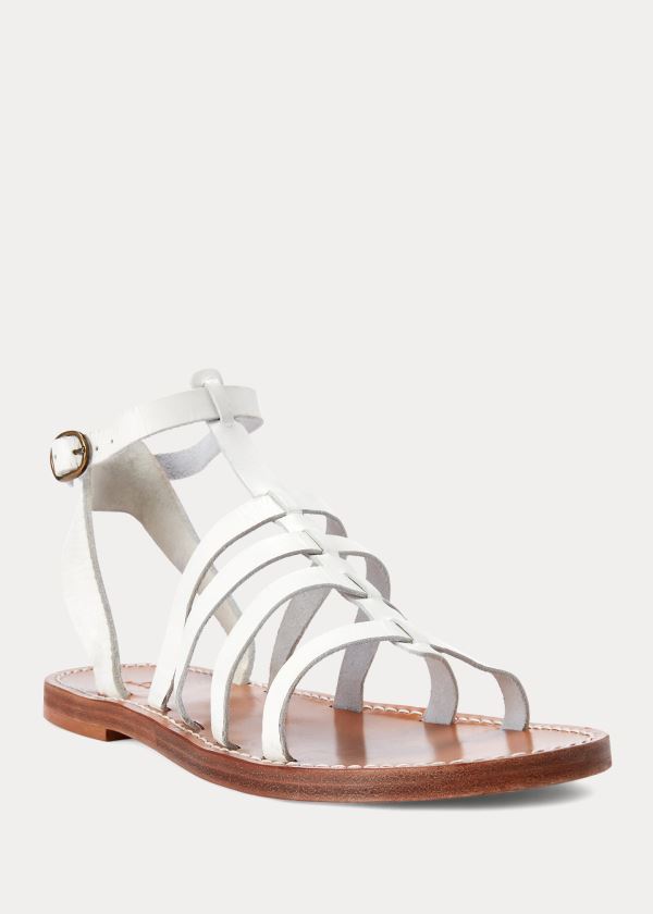 Sandalias Polo Ralph Lauren Mujer Blancos - Julianne Leather - UDQGE9735